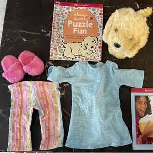 Retired Lot American Girl Doll Honey Dog Pajama PJ’s Outfit, Book, Dog & Book